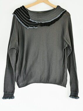 Matthildur Pima Cotton Ruffle Collar Sweater S